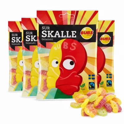 BUBS Sour Skull 16x90g Swedish Candy, wholesale Swedish candy