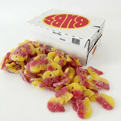 Bubs Lemon/Raspberry Skulls, wholesale Swedish candy